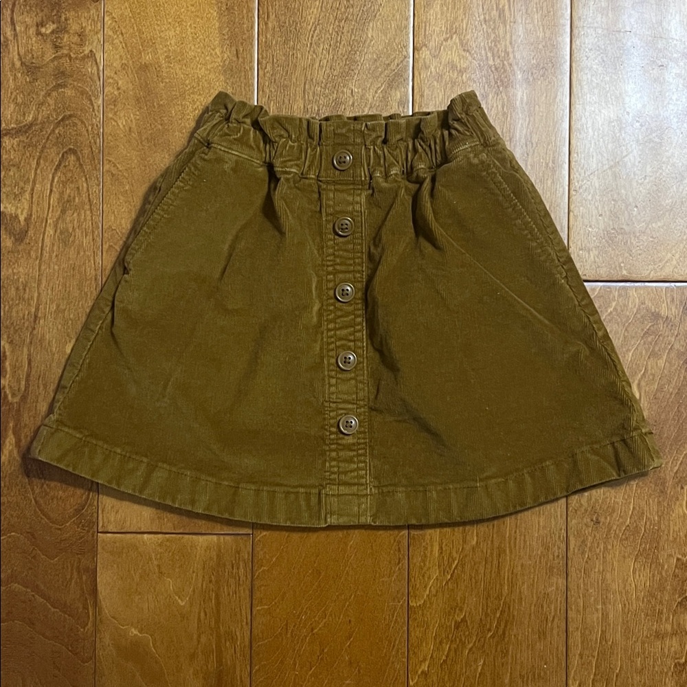 Crewcuts A-Line Corduroy Skirt Size 4-5 Brown Buttons Preppy Country Western